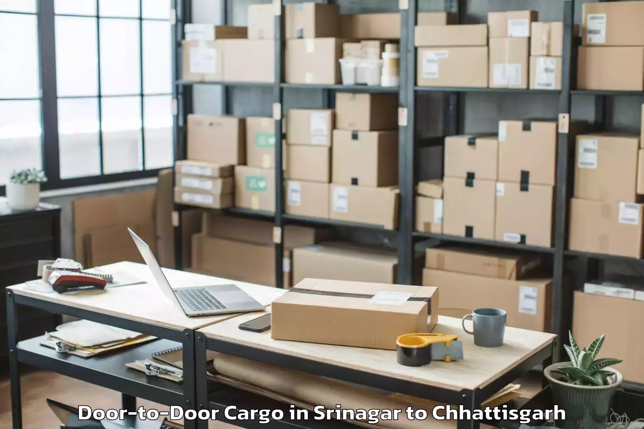 Efficient Srinagar to Op Jindal University Raigarh Door To Door Cargo